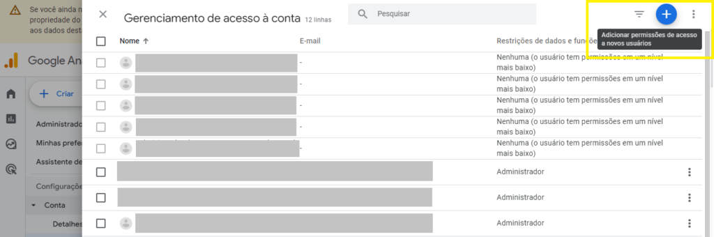 como compartilhar acesso ga4 adicionar premissões